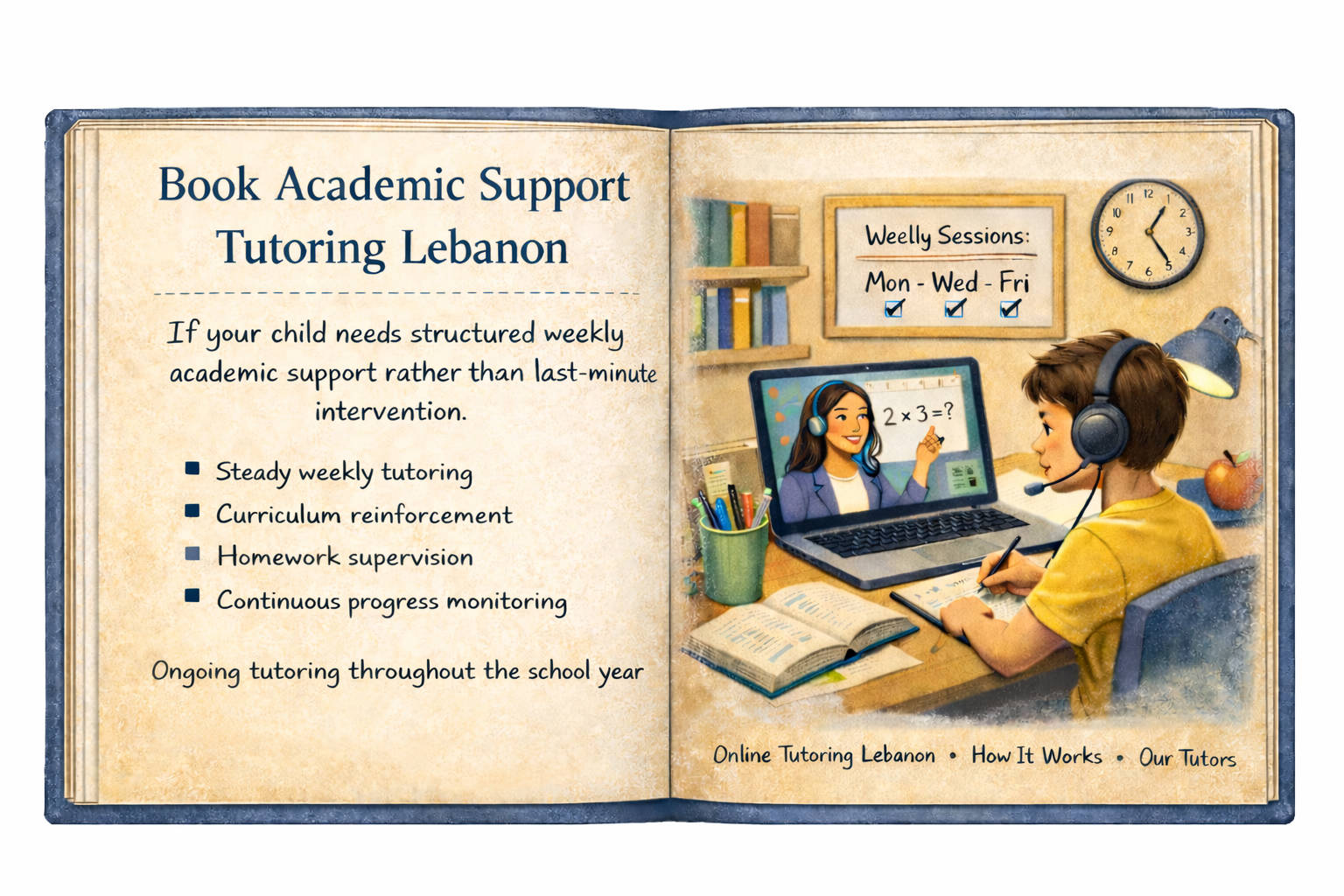 Academic support tutoring Lebanon weekly sessions